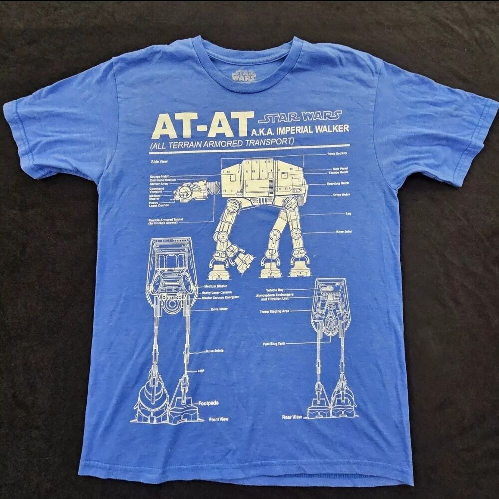 Star Wars Imperial Walker Blue Short Sleeve Cotton Blend T-Shirt Men's L